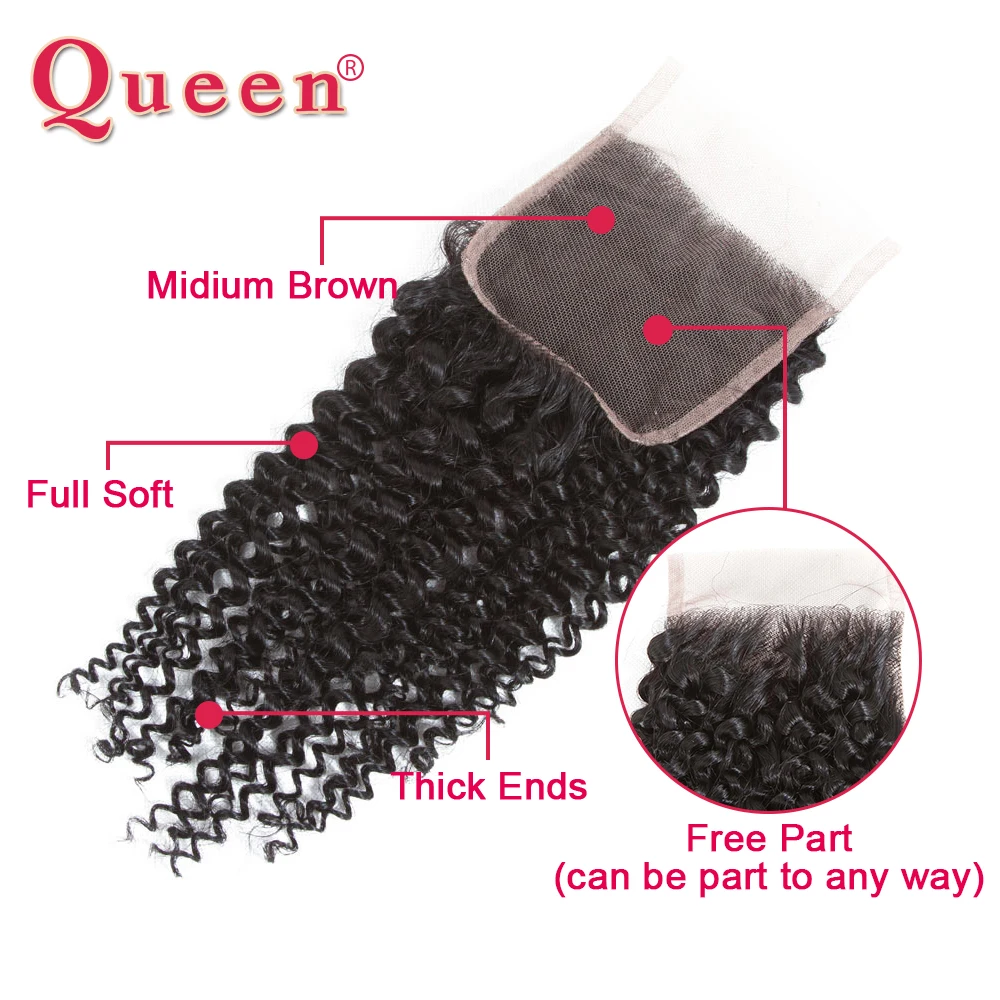 Queen Products Brazilian Kinky Curly 3/4 Bundles With Closure 100% Remy Human Weave Bundles With Lace Closure Hair Extensions Queen Products Brazilian Kinky Curly 3/4 Bundles With Closure 100% Remy Human Weave Bundles With Lace Closure Hair Extensions