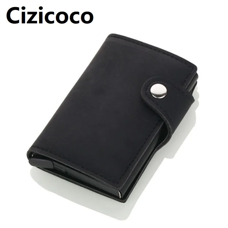 

New Men And Women Credit Card Holder Single Box Pu Leather Vintage Mini Safe Aluminum Antimagnetic Purse Card Case