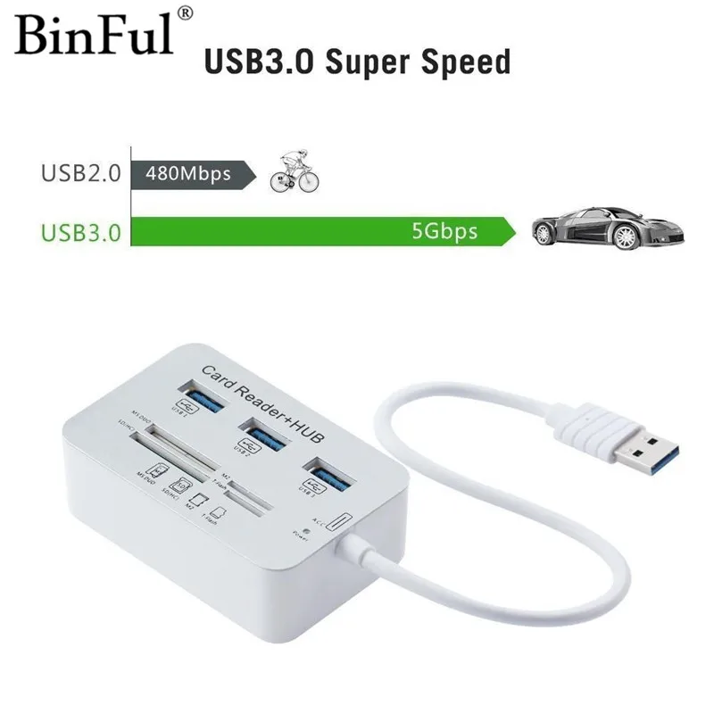 BinFul usb 3 0 hub and Card Reader COMBO high speed hab with MS SD M2 1