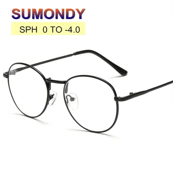 

SUMONDY Diopter SPH -1.0 TO -4.0 Finished Myopia Glasses Men Women Metal Frame Shortsighted Eyewear Prescription Spectacles UF18