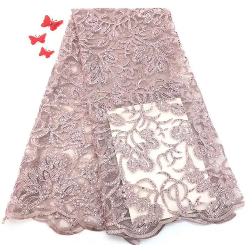 

2019 High Quality Nigerian French Lace Embroidered Tulle Lace Fabric For Wedding Dress Russia African Lace Fabric 5yards/lot
