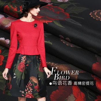 

New Fashion Jacquard Cotton Fabrics High-grade Jacquard Birds Floral Dresses Skirts Small Suits Damask Wholesale Cloth