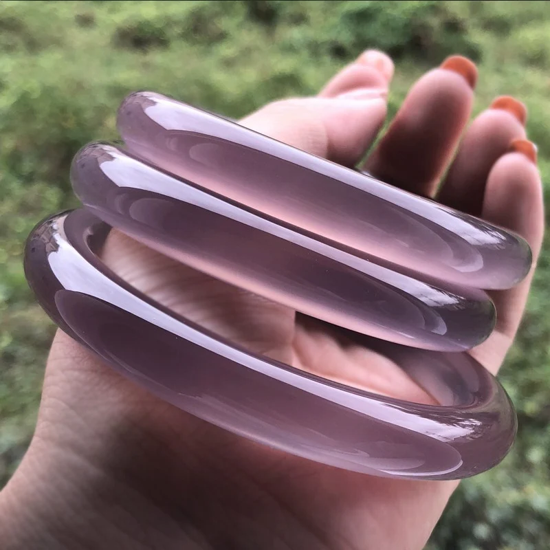 

Expensive Grade A Primary colors Violet jade bracelet natural chalcedony bracelet with icy ice with certificate