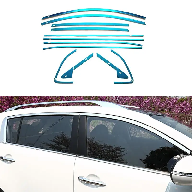 

Stainless Steel Styling Full Window Trim With Front Triangle Decoration Strips For Kia Sportage 2013 2014 2015 OEM-16