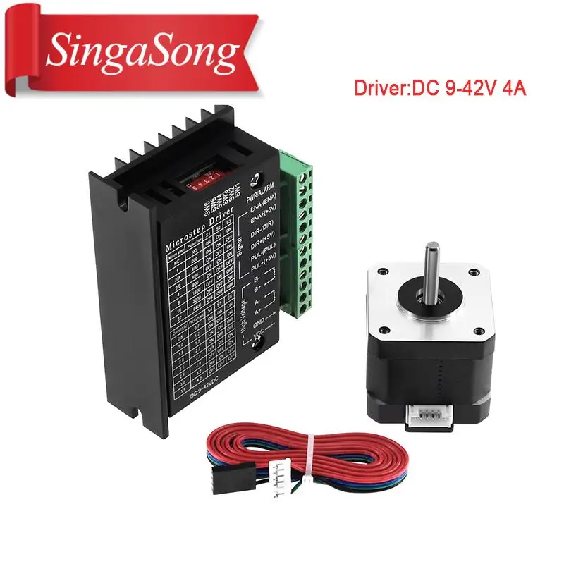 

Free Shipping 3D printer 4-lead Nema17 Stepper Motor 42 motor 1.5A (17HS4401S)with TB6600 stepper motor driver NEMA23 17 for CN