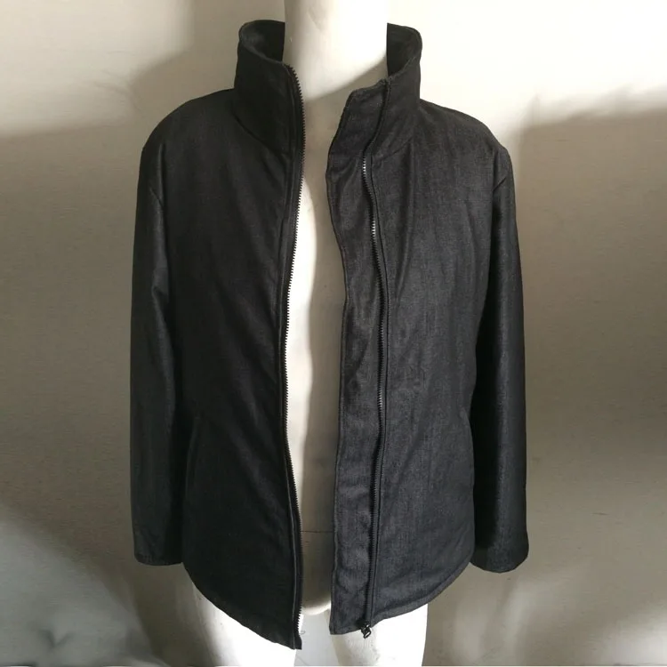 

Long -sleeved clothing Linked stab neck collar can prevent a knife cut denim jacket coat concealed stainless steel self-defense(