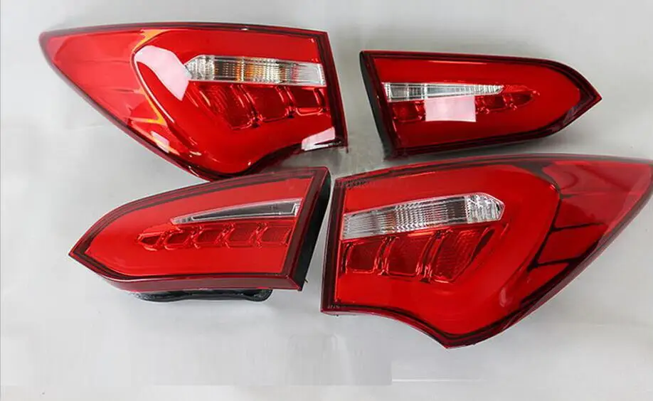 2 шт. автомобильный Стайлинг для hyundai ix45 фары 2013~ ix45 светодиодный фары DRL Bi Xenon объектив высокого ближнего и дальнего света габаритный, СВЧ противотуманная фара - Цвет: Red taillight