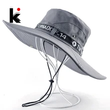 Летняя пляжная шляпа мужская одноцветная солнцезащитная шляпы с большими полями с защитой от УФ-лучей для рыбалки для альпинизма для улицы головные уборы для мужчин панама Воздухопроницаемый козырек