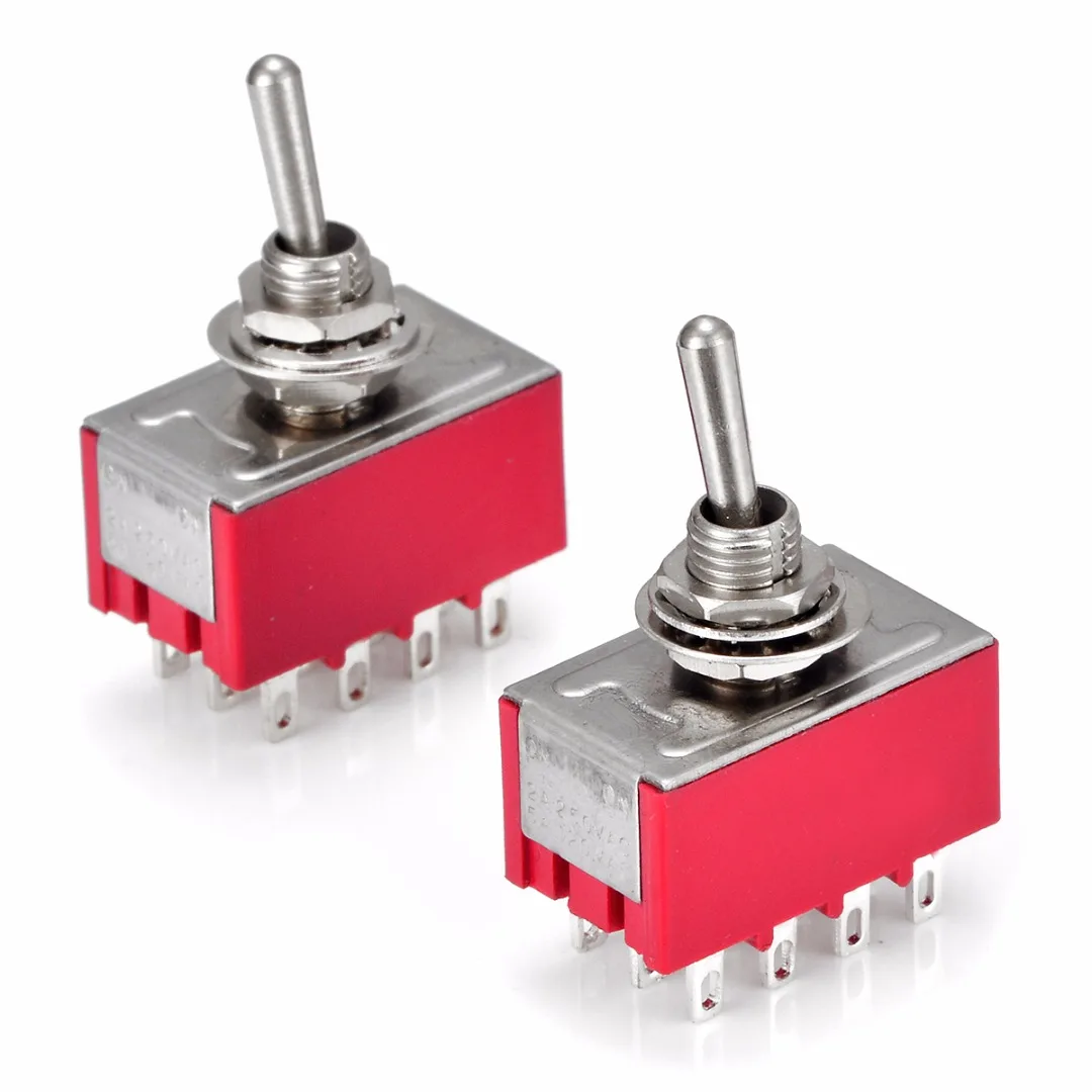 

2pcs Durable Mini MTS-402 Toggle Switches AC 250V 2A 125V 5A 12 Pins 2 Position 4PDT ON/ON Switch Mayitr Electrical Supplies
