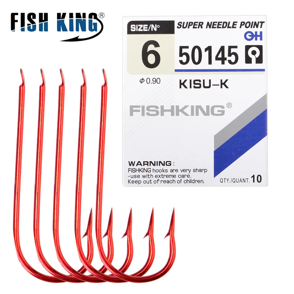 FISHKING50145Carbon الصلب الصيد السنانير تهزهز رئيس الشائكة خطاف الحجم #6-#16 الكارب معدات الصيد خطاف الصيد مع مجموعة عيون Pesca
