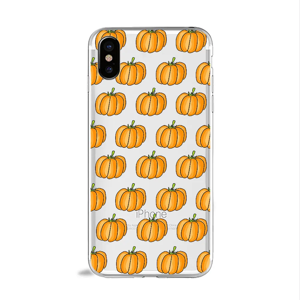 Осенний оранжевый Хэллоуин Кукуруза лиса чехол для телефона для iPhone 11 PRO MAX 5S 6s 8 7 plus XR XS X P20 pro осень Тыква ТПУ силиконовый чехол - Цвет: TPU A00