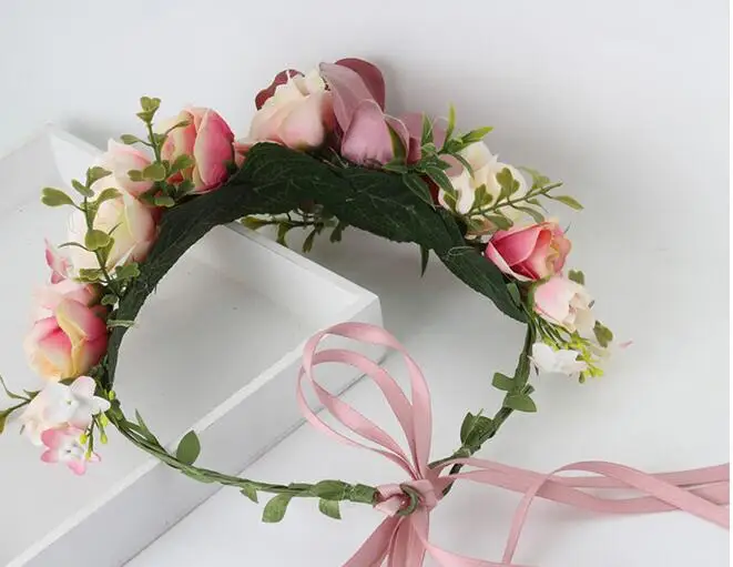 Bridal Bohemian Flowers Wedding Headwear Floral Crown Headband Adjustable Hair Wreaths for beach wedding ZH004