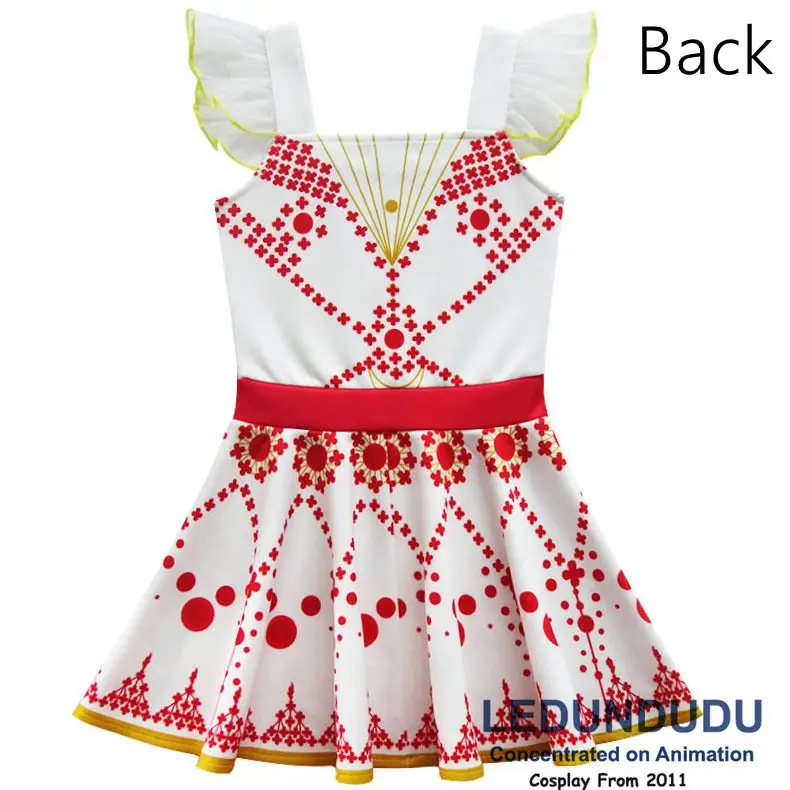 Children's White Print Dress Movie Ballerina Cosplay Costume Kid Baby Girl Sleeveless Dress 2 (1)
