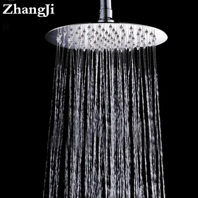 Us 18 14 43 Off Zhangji 10 Inch Big Round Shape Stainless Steel Bathroom Head Shower Large Rain Shower Head Ceiling Nozzle Shower Sprayer In Shower