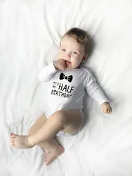 2019 забавная Милая белая одежда с надписью «It Is My Half Birthday», боди с длинными рукавами для малышей, подарок на день рождения