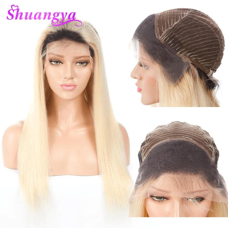 1B/613 Blonde Ombre Lace Front Human Hair Wigs With Baby Hair Pre Plucked Peruvian Remy Wigs For Black Women 150% Density