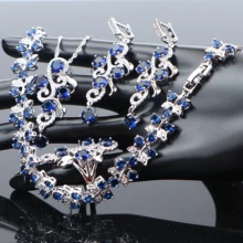 Женские свадебные ювелирные наборы, 925 пробы серебряные свадебные украшения, серьги, браслеты, кольца, ожерелье, подарочная коробка