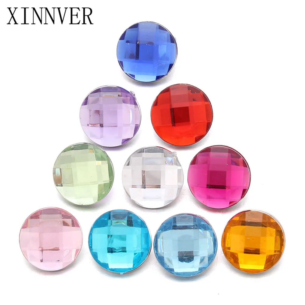

10pcs/lot Random Mixed Color Alloy Resin Snaps Buttons Fit 18mm Snap Bracelets Snap Jewelry Findings