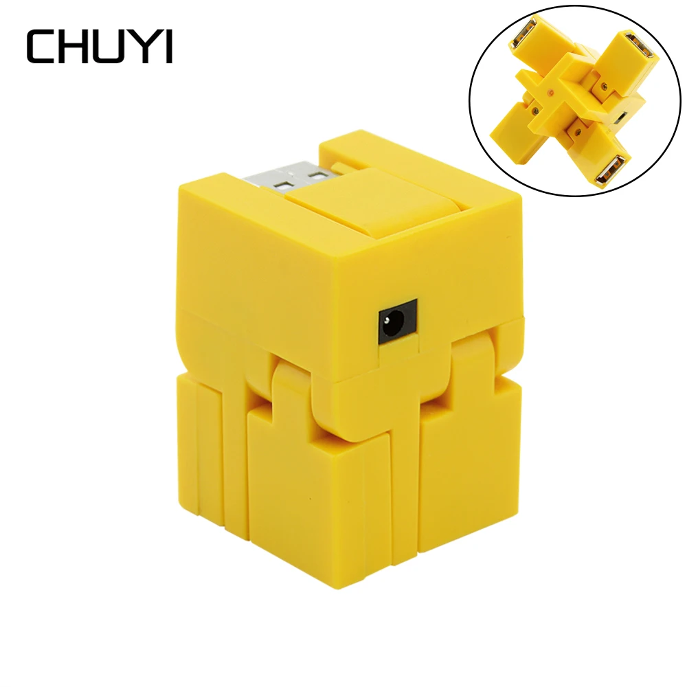 

CHUYI Multi Port USB 2.0 Hub Portable Square Shaped USB-A To 4 Port USB2.0 Splitter Adapter for Computer PC Laptop Accessories
