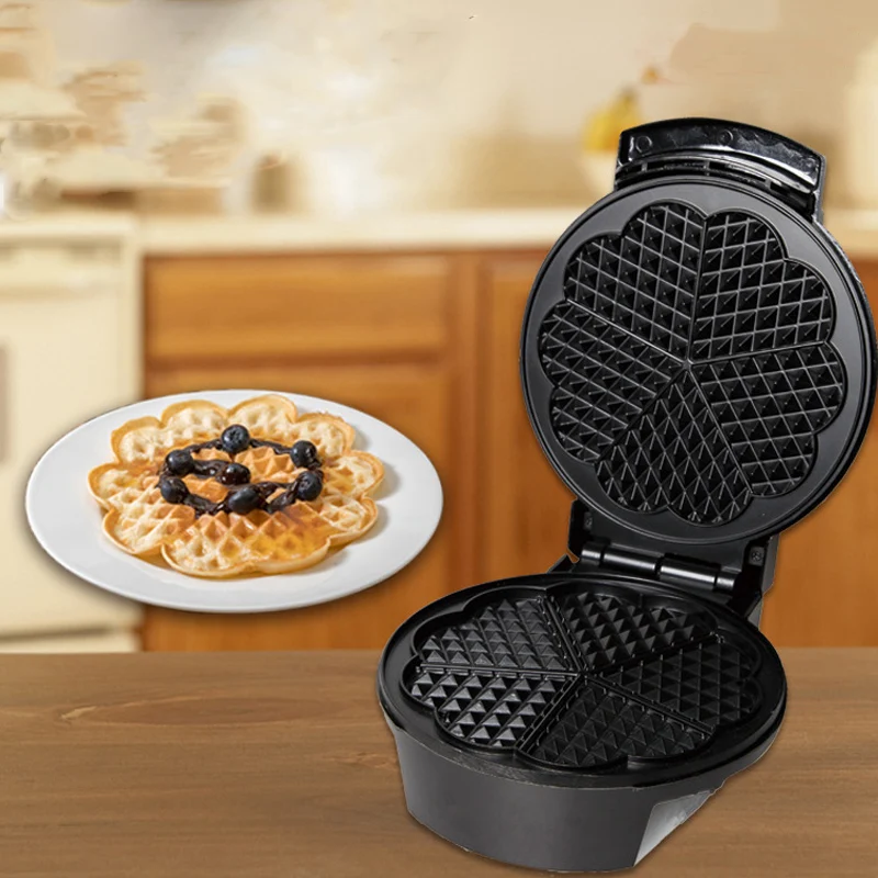 

Electric Portable Waffle Maker 220v Mini Breakfast Machine Heart Shape Non-stick Metal Biscuit Cookie Baking Machine EU Plug