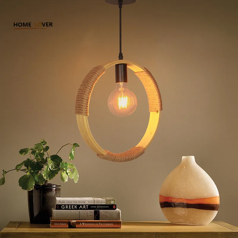 

Vintage Rope Pendant Light Lamp Loft Creative Personality Industrial Lamp Edison Bulb Pendientes American Style For Living Room