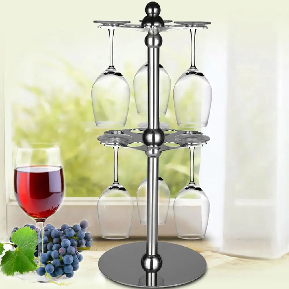 2 Tier Rotatable Stainless Steel Cup Hanger Wine Champagne Glass Holder
