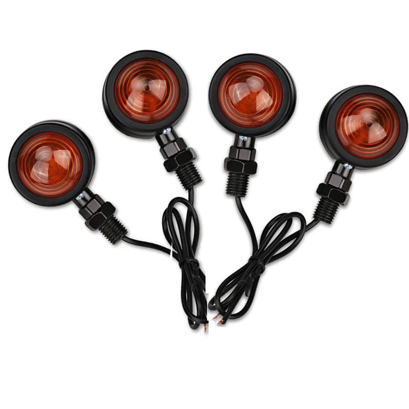 

2pair 12V Black Universal Bullet Motorcycle Turn Signal Indicator Lamp Light Amber Turn Signal For Harley For Suzuki For Honda