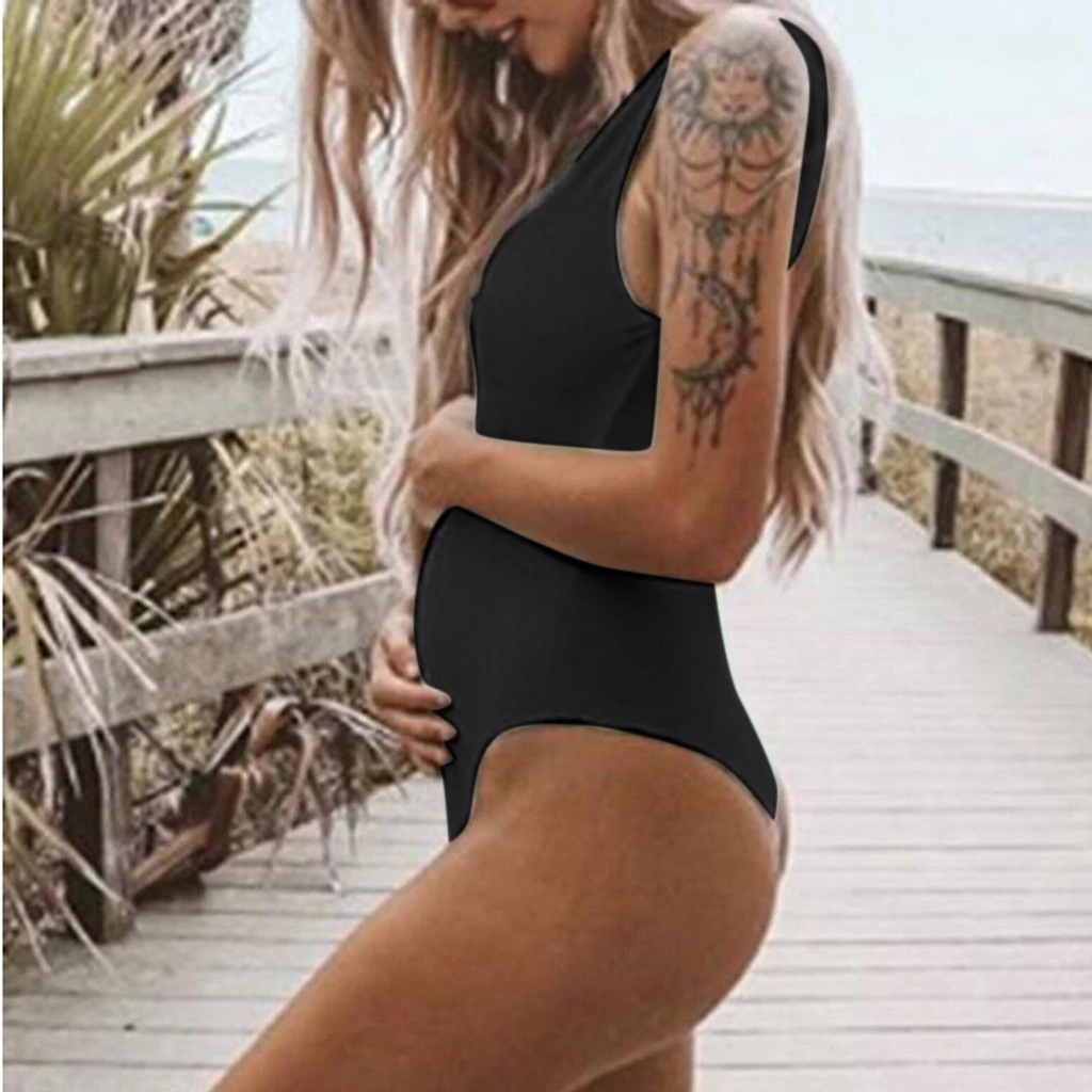 2019 maternidad traje de baño de talla grande Bikini verano embarazada traje de baño Tankinis mujeres enfermería sólido traje de baño playa traje para embarazadas|Trajes de pieza| - AliExpress