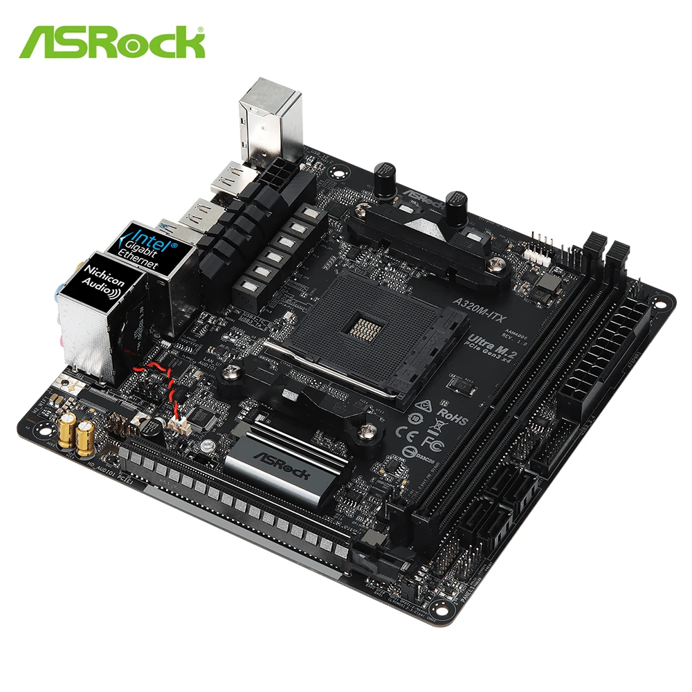 Материнская плата ASRock Super Alloy A320M-ITX A320 разъем для AMD AM4 cpu DDR4 32G SATA3, 1 Ultra M.2 USB 3,1 HDMI ITX