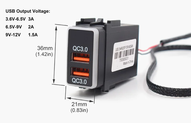 XCGaoon специальный QC3.0 Quickcharge 2 разъем USB Автомобильное зарядное устройство адаптер для NISSAN, power Преобразователь мощности