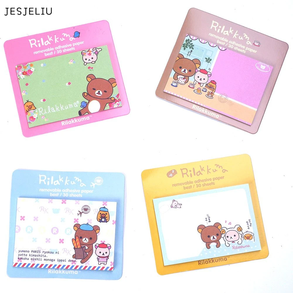 

JESJELIU 1pcs/lot NEW Rilakkuma Notepad message post Removable adhesive paper Memo Pad Sticky Notes Escolar Papelaria
