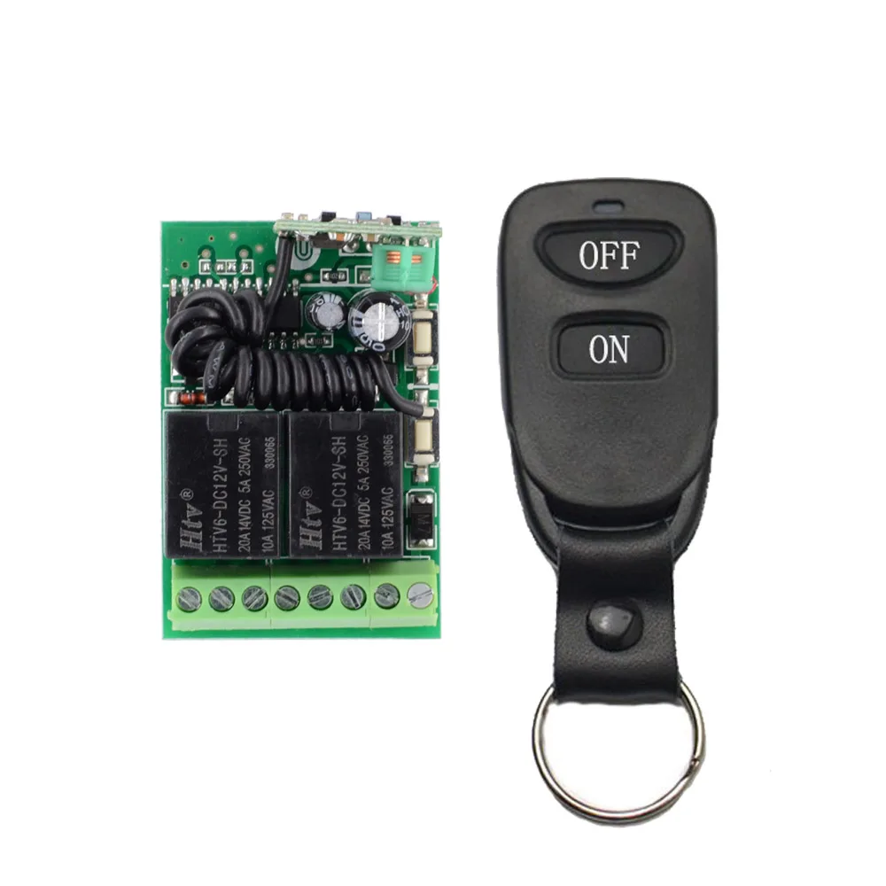 

RF 433Mhz DC 12V 2CH Wireless Remote Control Light Switch Black ON OFF Transmitter Mini Relay Receiver Switch