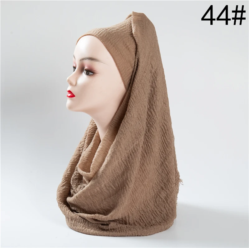 Чистый цвет хиджаб шарф для женщин Твердые шали и обертывания большой пашмины мягкий хлопок головной платок шарфы зима echarpe femme хиджабы 66 цветов - Цвет: 44