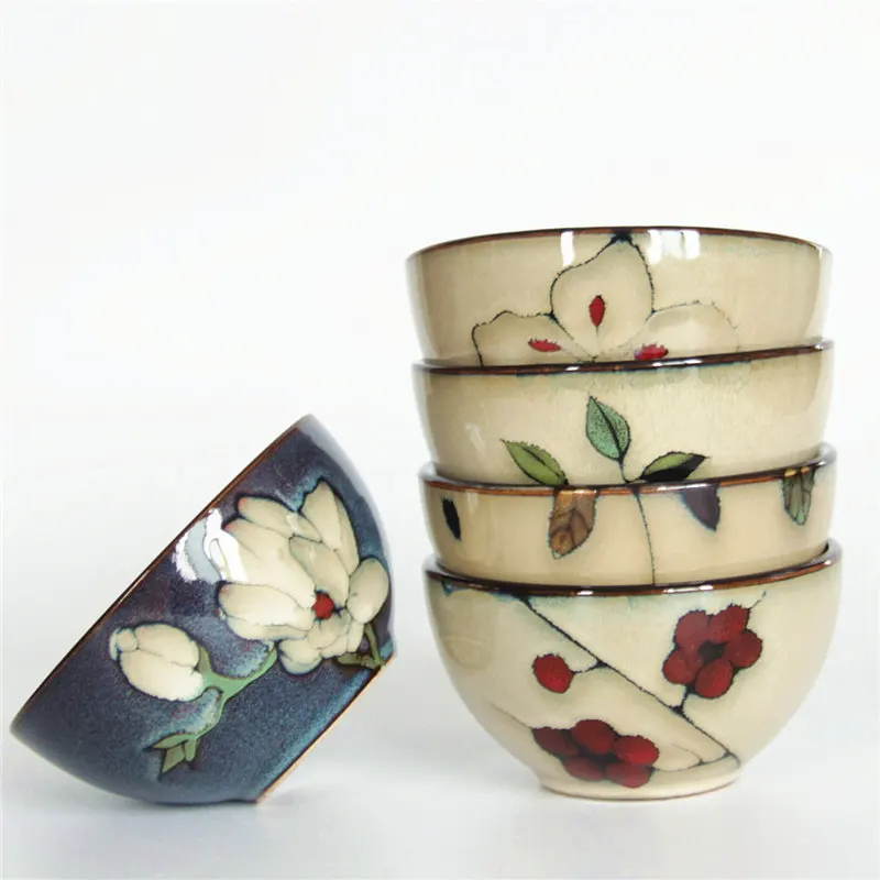 

EECAMAIL American-style Porcelain Bowl Creative Personality Household Rice Bowl Japanese style Hand-painted Kiln Change Glaze