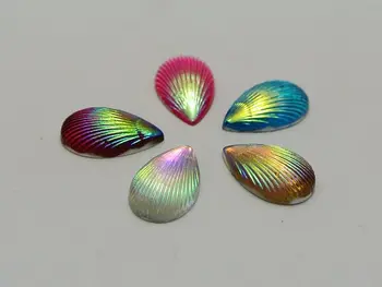

100 Mixed Color With AB Shell Acrylic Flatback Teardrop Cabochons 7X13mm