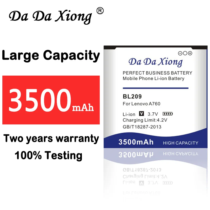 

Da Da Xiong 3500mAh BL209 Battery for Lenovo A706 A760 A630E A820E A516 A378T A398T A788T