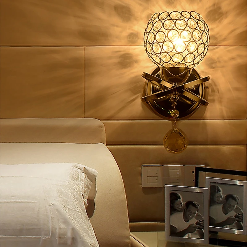 

Modern Style home lighting living room Wall Lamp Luxury Crystal Lampshade Pendant Wall Light Holder E14 Socket (No Bulb Includ