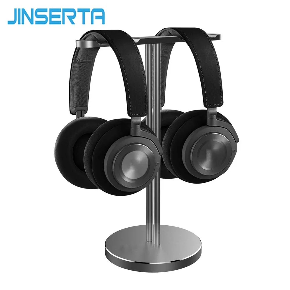 JINSERTA Aluminum Headphone Holder Stand Dual Hanger Holder Earphone Desk Display Rack Bracket for Game Headphones