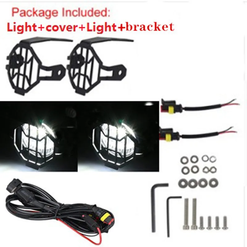

1 set Motorcycle LED Auxiliary Light 6000K with Protect Gurard Bumper LED Driving Fog Lamp for BMW R1200GS F800GS Universal Moto