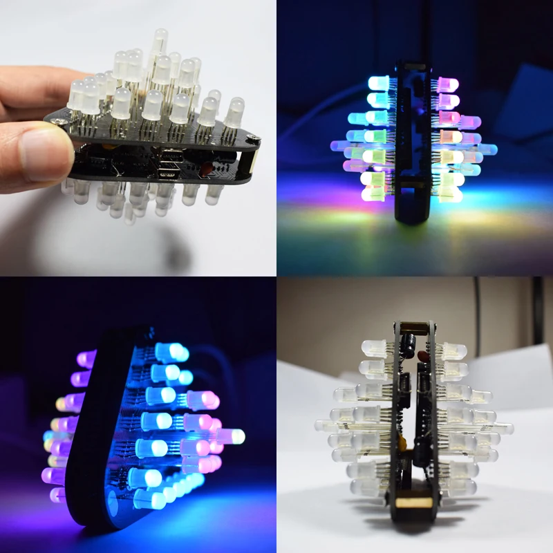 

DIY Touch Control RGB Full Color 5MM LED Triangular Pyramid Kit