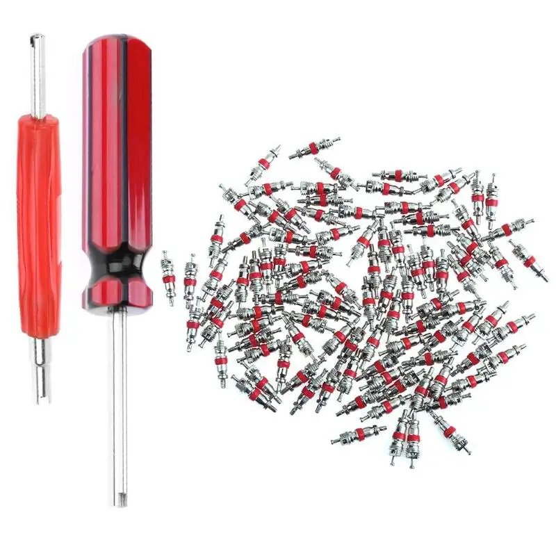 

VODOOL 100Pcs/Set Car Motorcycle Bicycle Tire Valve Core Auto Wheel Tyre Replacement Repair Valve Remover Wrench Tools Accessory