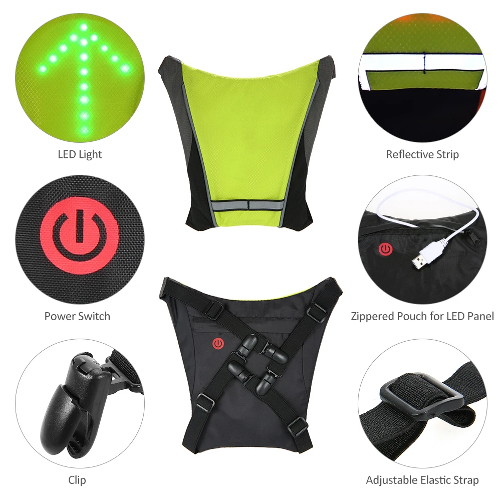 Lixada USB Перезаряжаемый светоотражающий зажим для крепления рюкзака с пультом дистанционного управления светодиодный сигнальный светильник для занятий спортом на открытом воздухе