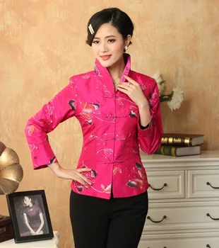 

New Arrival Hot Pink Traditional Chinese Women's Embroidery Jacket Coat Flowers Size S M L XL XXL XXXL Free Shipping Mny18-B