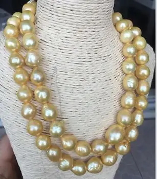

NEW Fashion gorgeous 12-13mm south sea (gold pearl) necklace 36inch Yellow CLASP