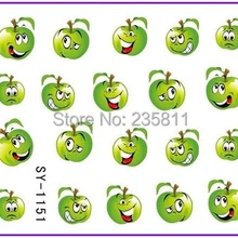 1х переводные наклейки на ногти переводные наклейки с изображением улыбающегося яблока SY1151