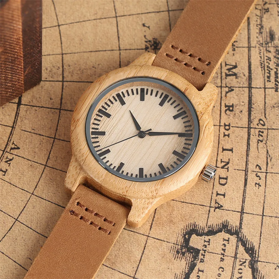 YISUYA Bamboo Watch Women Creative Nature Wood Ladies Watches Gift Simple Genuine Leather Band Wristwatch 2017 New Arrival  (4)