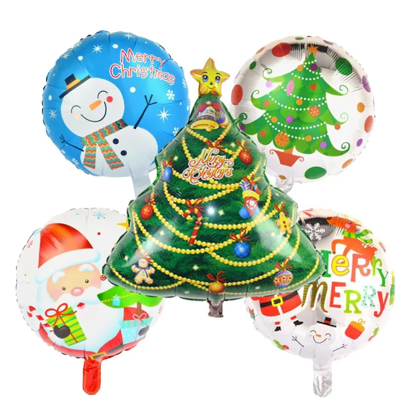 21 26 De Réduction5 Pcslot Dessin Animé Arbre De Noël Feuille Ballons Joyeux Noël Hélium Ballon Noël Décoration Boules Gonflable Classique
