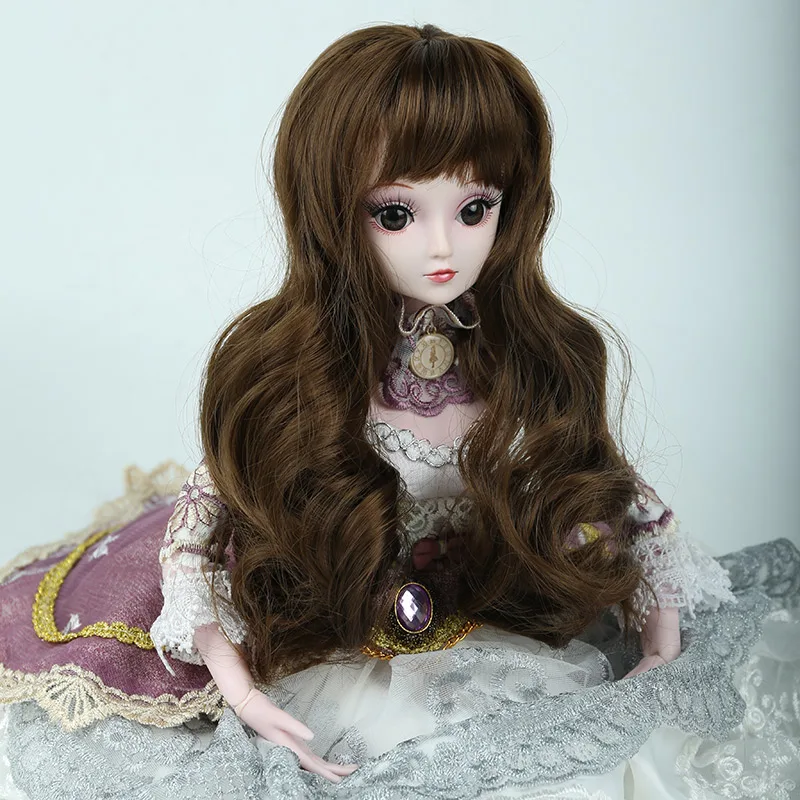 Cateleya doll accessories BJD SD doll hair can DIY hair Long curly hair big wavy gray dark brown 1/3 1/4 Wig free shipping