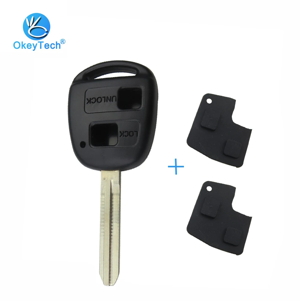 

OkeyTech 2 Button Toy43 Uncut Blade Auto Car Key Fob Remote Key Shell for Toyota Camry RAV4 Prado Corolla Tarago Avensis Avalon