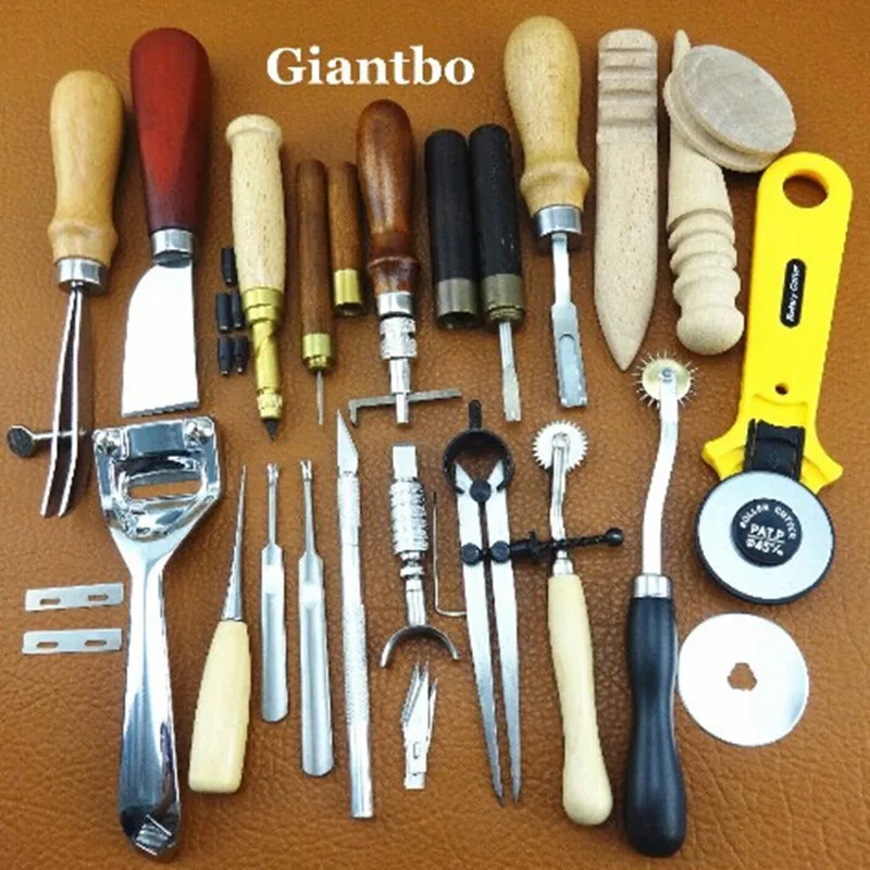 20pcs Leather Tool Kit Adjustable Stitching Groover Awl Over stitch